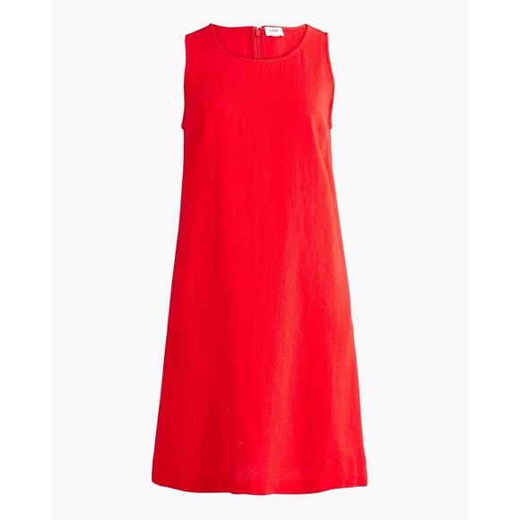 NWT J.Crew Linen Blend Mini Shift Dress In Red Size 00 - Picture 1 of 7